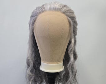 Men's wig, black with gray hair. Blackbeard pirate wig.