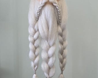 Grey Braided Fake Beard Mustache Set, Wizard,  Viking, Druid Cosplay Facial Hair Accessories