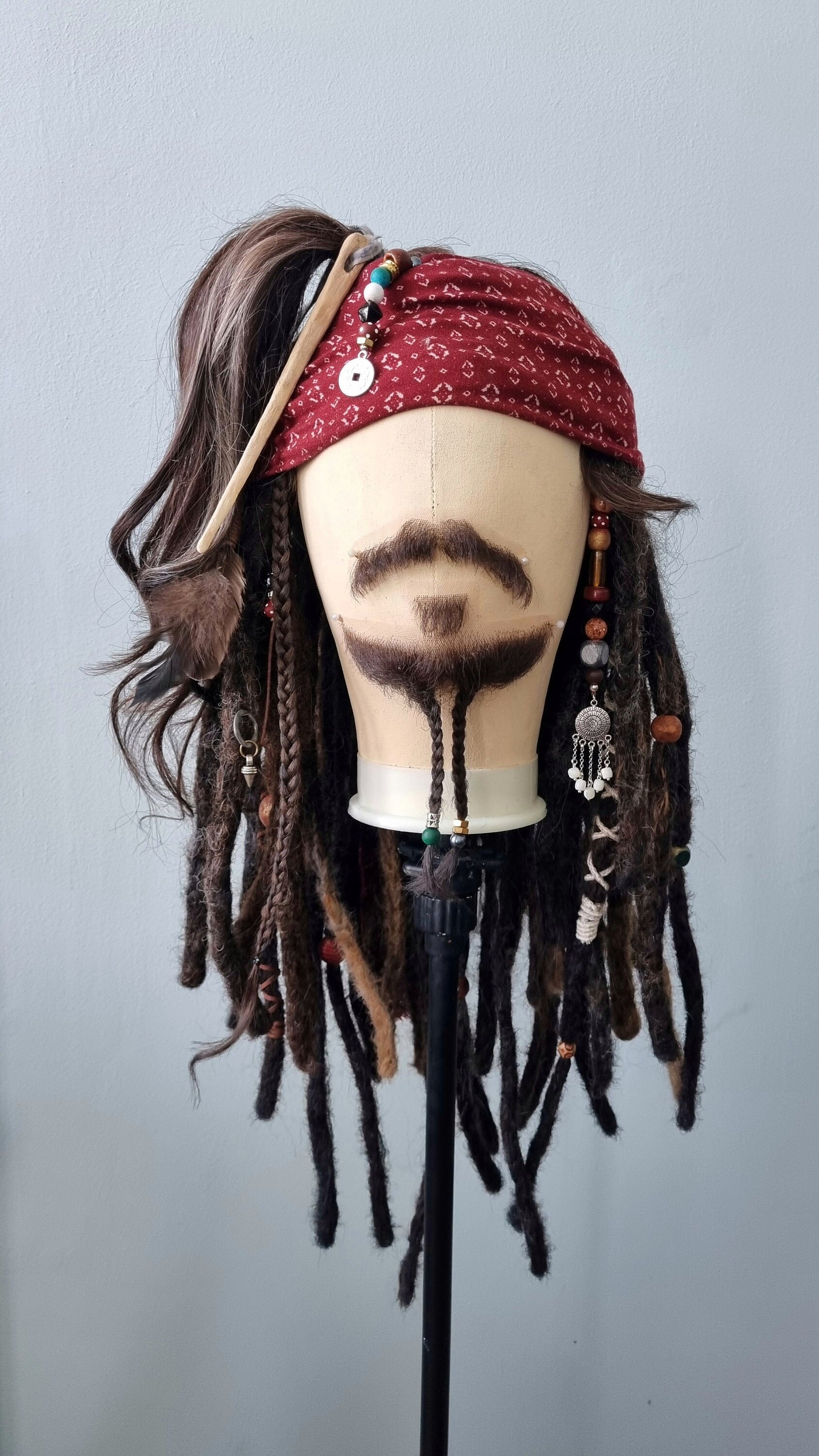 Pirate Beads Necklace Mardi Gras Booty Treasure Beard Black Beads  Gasparilla