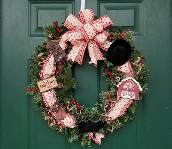 Christmas Wreath Farmhouse Wreath Christmas Wreath Front Door