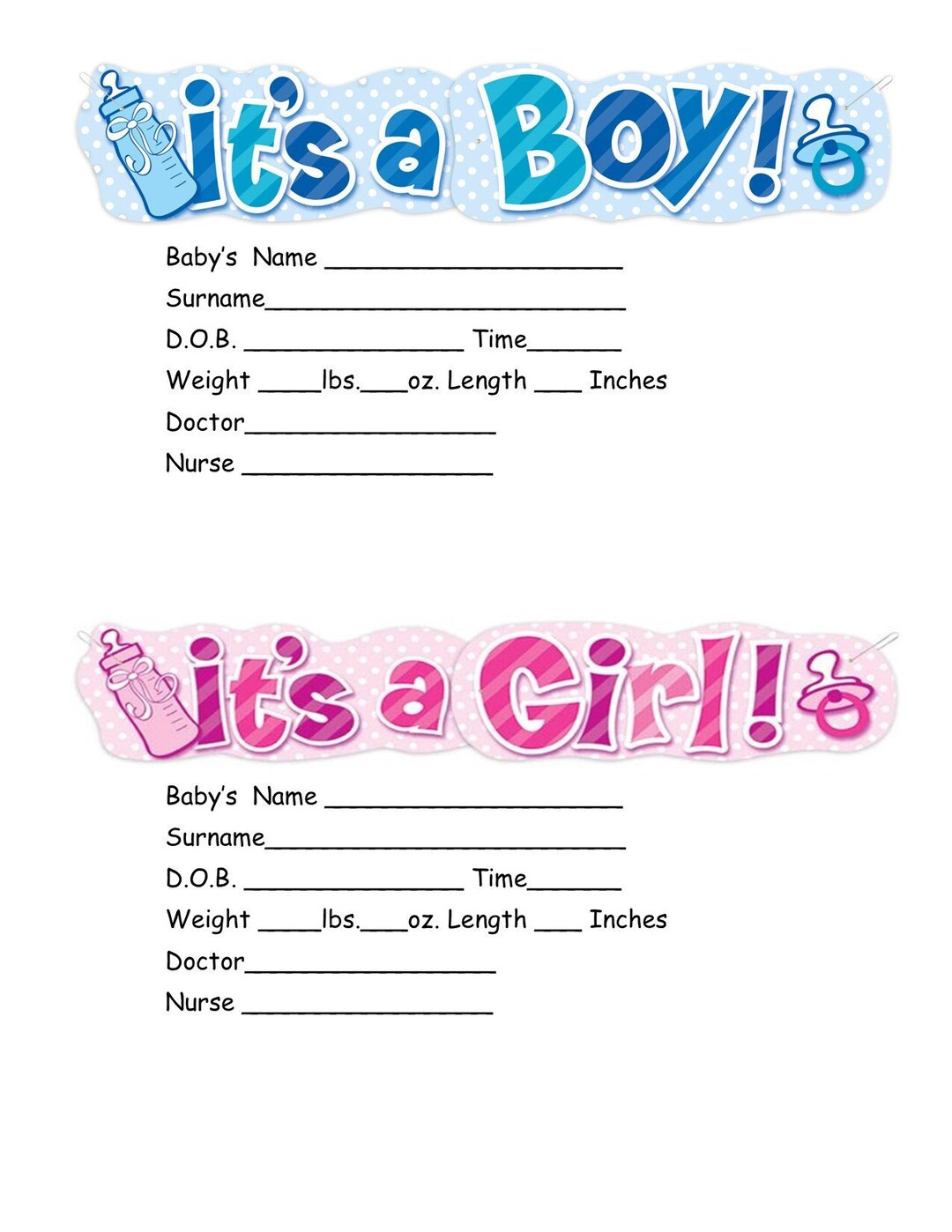 Printable Hospital Crib Card for Reborn Etsy