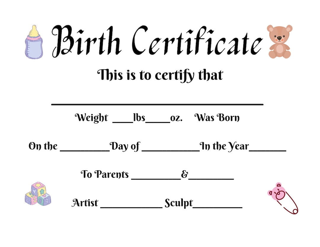 Digital Certificate of Birth for Reborn Dolls - Etsy