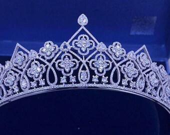 Wedding Season Special Crown with American Diamond, 925 Sterling Silver, You can wear this crown in every occasion.Thank you