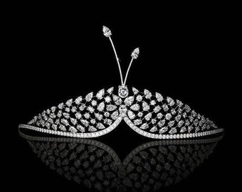 Tiara Crown with American Diamonds, 925 Sterling Silver Christmas Special