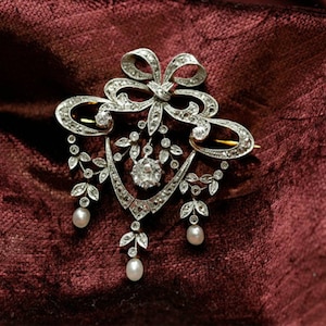 925 Sterling Silver,Victorian Diamonds Brooch & Pendent