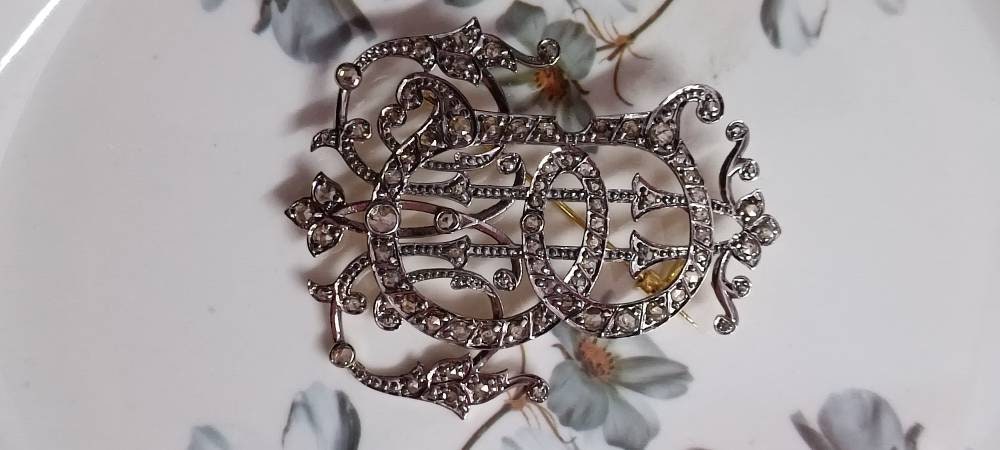925 Sterling Silver Victorian Diamond Brooch - Etsy