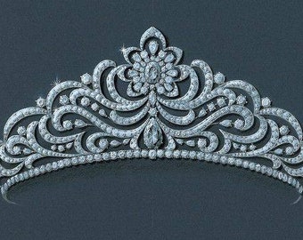 Tiara Crown with American Diamonds, 925 Sterling Silver Wedding