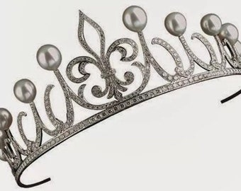 Wedding Tiara Crown with Natura Victorian Diamond, 925 Sterling Silver, Wedding Special