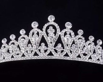 Argento, corona di tiara con diamanti con taglio a rosa