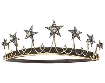 925 sterling Silver Diamond Star Tiara Crown