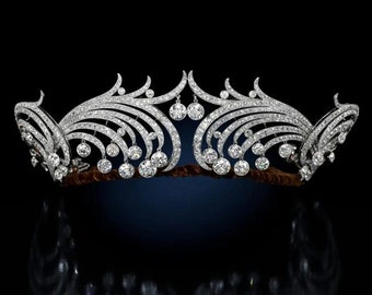 Wedding Tiara Crown with American Diamond, 925 Sterling Silver, wedding Special crown