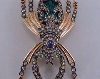 Spider brooch with Natural Diamonds, 925 Sterling Silver Christmas Special