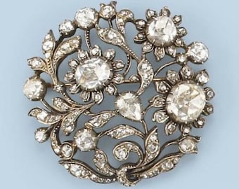 Antique Brooch & pendant with Natural Victorian Diamond, 925 Sterling Silver, Christmas Special Gifts