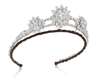 Corona de tiara de boda con diamante americano, plata de ley 925