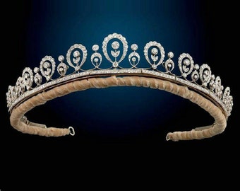 Wedding Tiara  Crown with Natural Victorian Diamond, 925 Sterling Silver, wedding Special crown