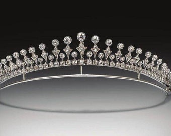 Wedding Tiara Crown with American Diamond, ,925 Sterling Silver, Wedding Special