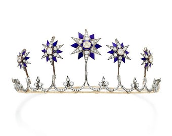 Corona de tiara de boda, diamante moissanita tachonado, plata de ley 925