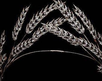 Wedding Wheat Crown with Natural Victorian Diamond, 925 Sterling Silver, wedding & Christmas Special