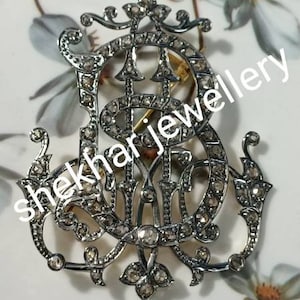 925 Sterling Silver, Victorian Diamond Brooch