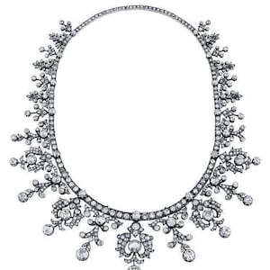 Reproduction Vintage Necklace with American Diamond, 925 Sterling Silver
