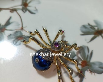 Spider Brooch Victorian Diamond, 925 Sterling Silver, Christmas Special