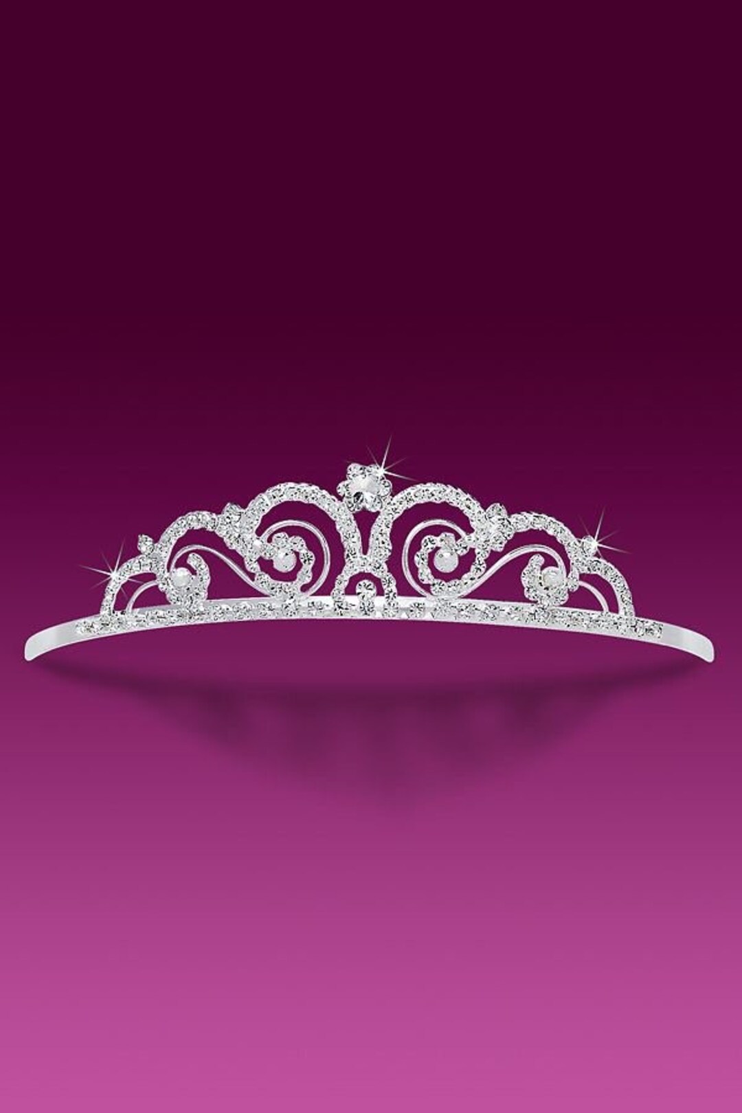 925 Sterling Silver Wedding Tiara Crown With American Diamonds ...