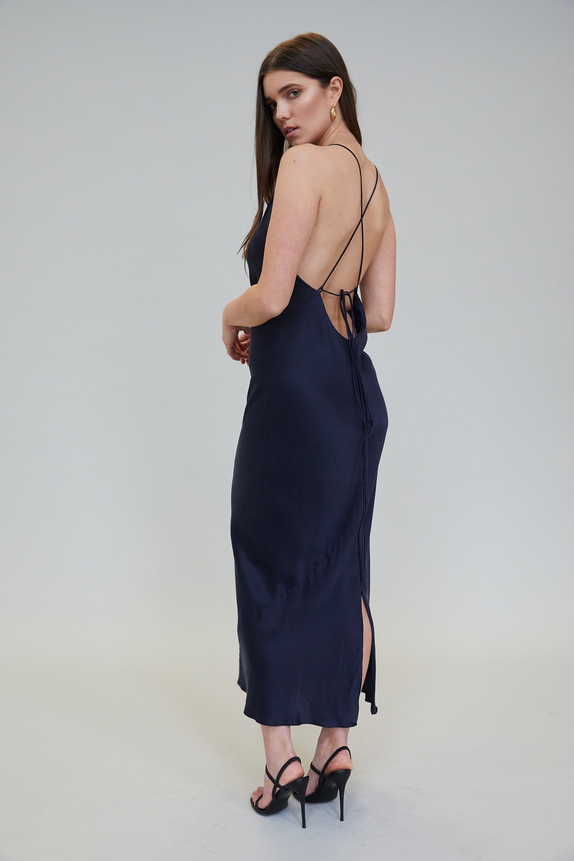 Elegant Black Silk Slip Dress Low Back Silk Dress Wedding Etsy