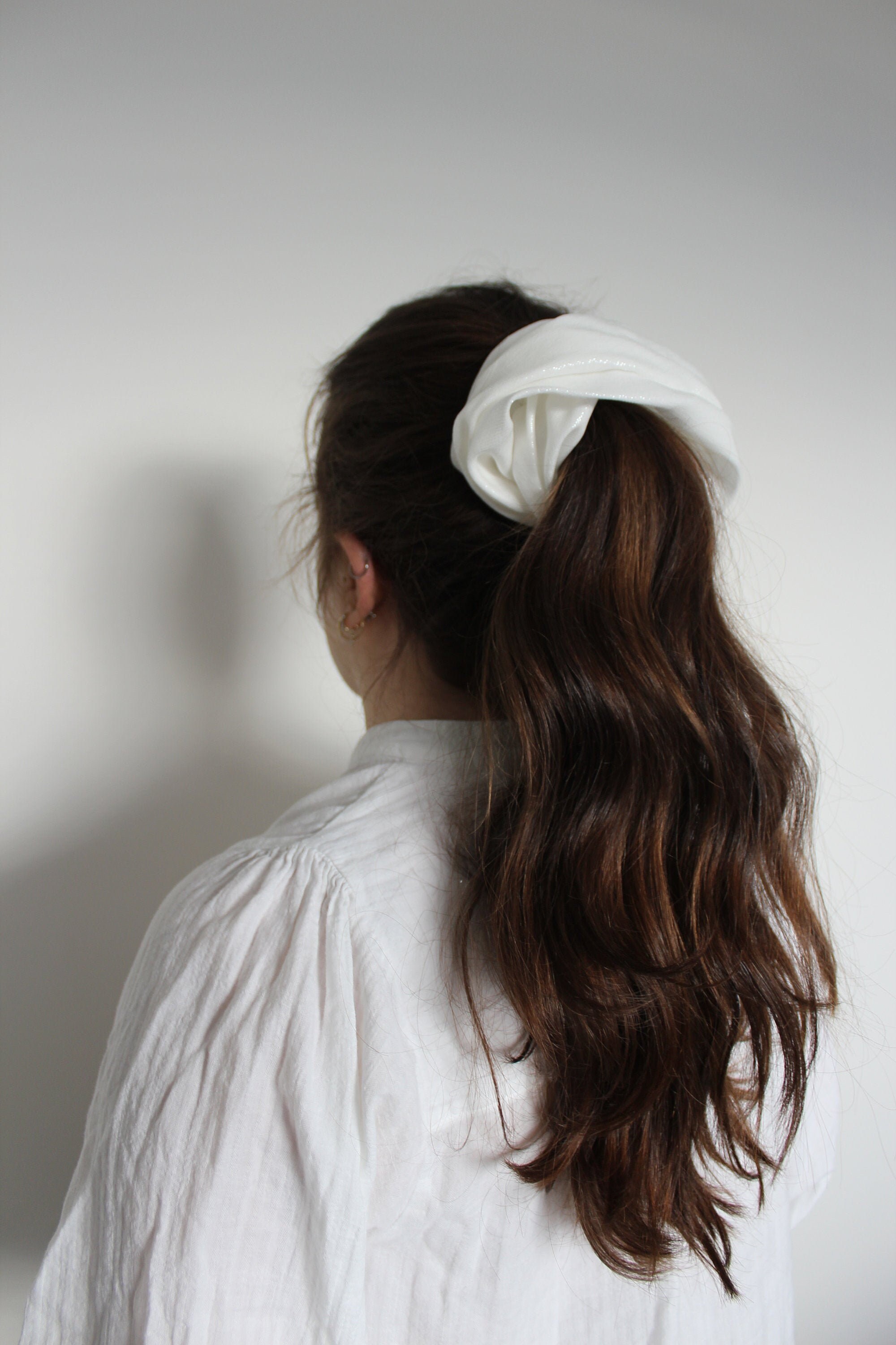 White Oversize Satin Silk Scrunchie White Big Hair Scrunchie | Etsy