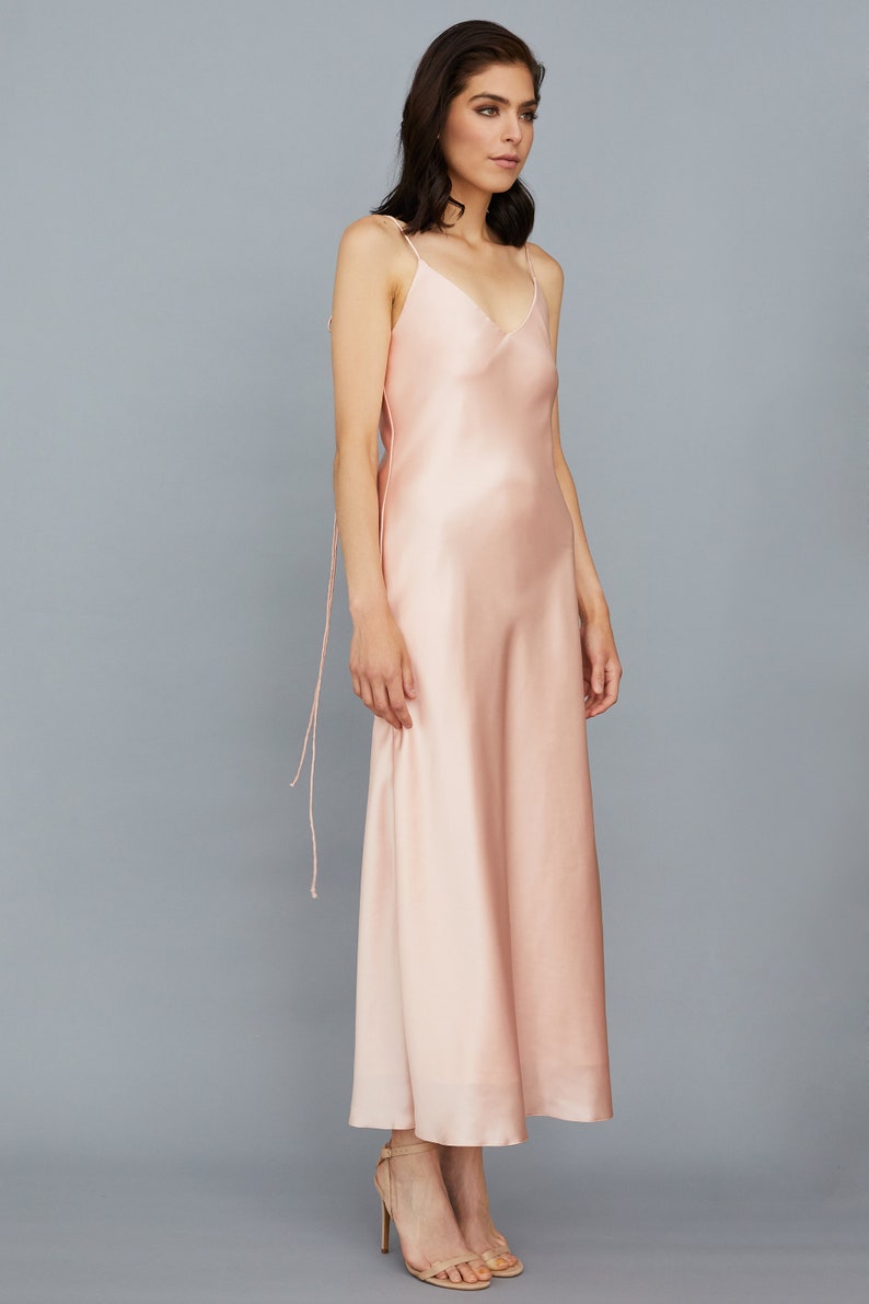 Bias Cut Silk Charmeuse Dress Rose Gold Silk Dress Silk Slip Etsy