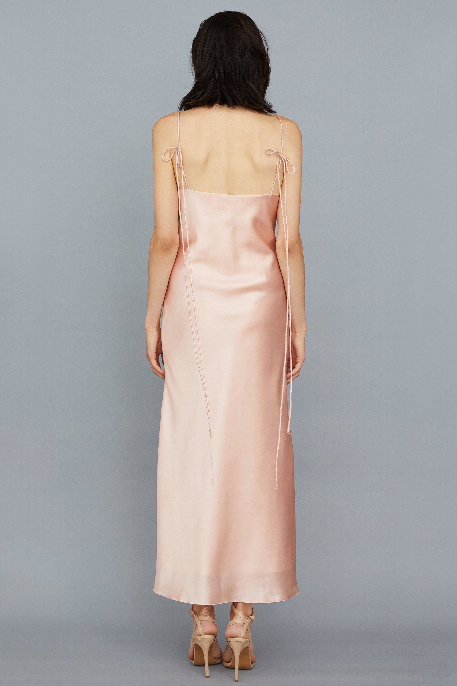 Blush Long Silk Satin Bridesmaid Dress Wedding Guest Dress Etsy