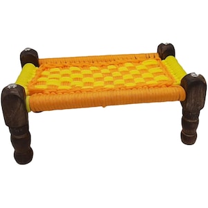 Wooden Handicraft Indian Khaat Charpai Cot Replica with Ropes Showpiece 9X6X4 Inch | Made by Awarded Indian Artisan