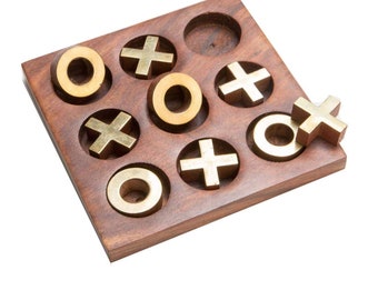 Tic Tac Toe Holz Puzzle Spiel Gehirn Handarbeit / Beste Weihnachtsgeschenke / hergestellt von ausgezeichneten indischen Handwerkern