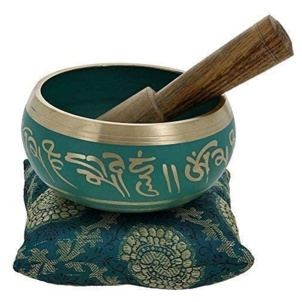 India Meets India Singing Bowl/Tibetan Singing Bow w/ Hammer and Cushion, Bowl - 3.5 inches and Hammer - 7 inches