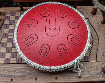 Red Steel Tongue Drum: 14 inch, 22 Notes, Percussion Instrument