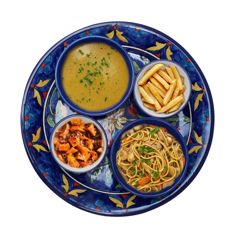 India Meets India Handmade Ceramic Serving Plate and 4 Bowls Etsy