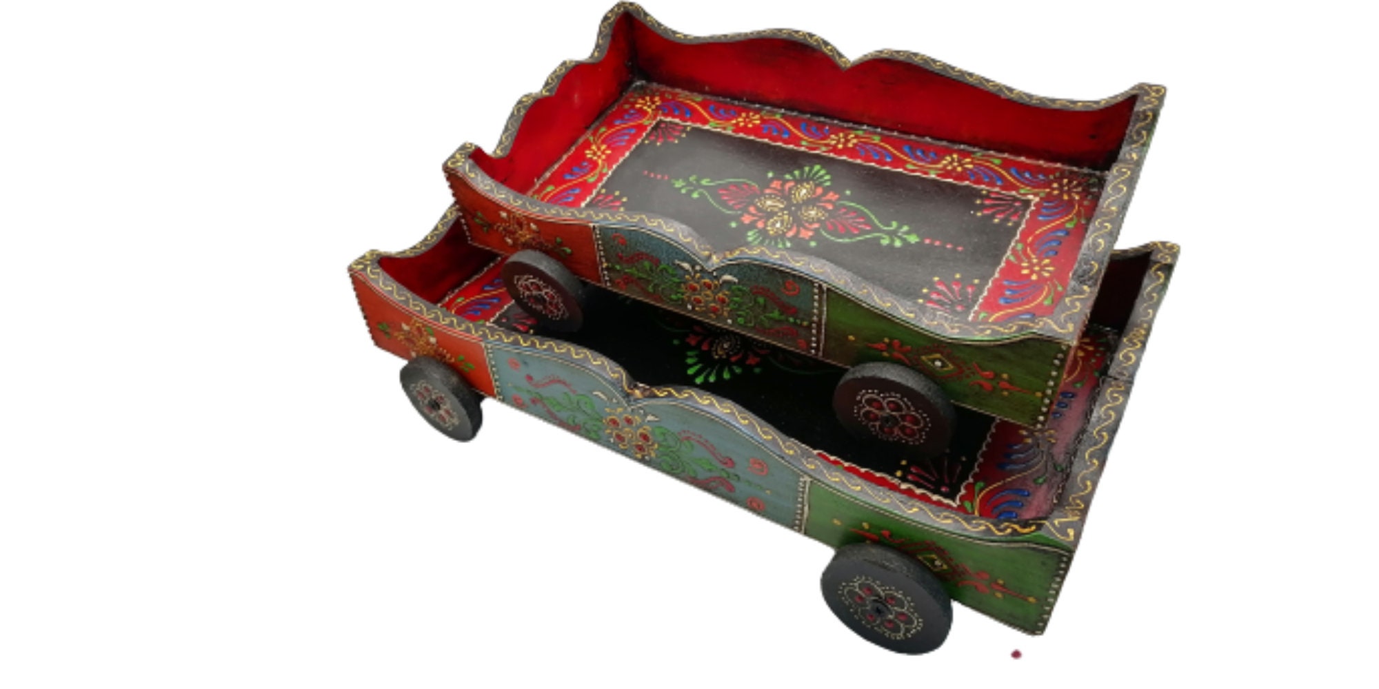 India Meets India Handmade Wooden Serving Tray w/ Hand Painted Etsy