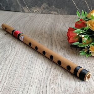 India Meets India Flute Bansuri Right Handed C Natural Tuned With Tanpura A=440Hz 13 inch Wooden Flute for Beginners