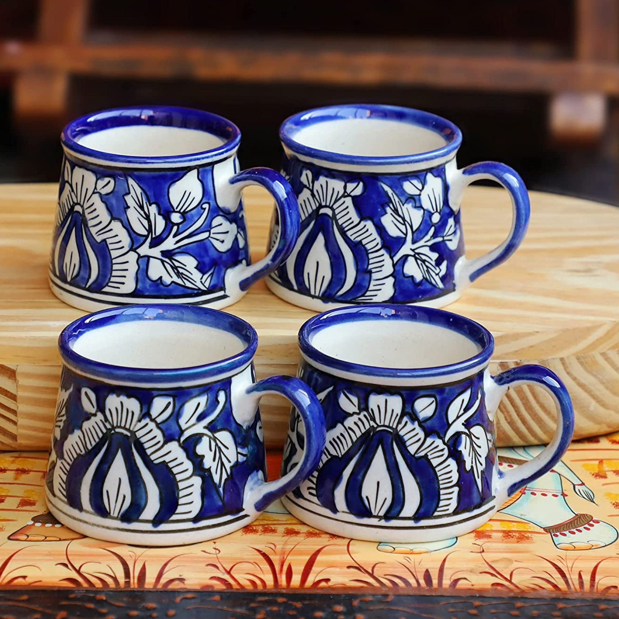 インディア・ミーツ・インディア セラミックコーヒーカップ：ブルー