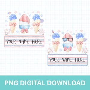 PNG personalizable para niños del 4 de julio - PNG para niños del 4 de julio - PNG a juego del 4 de julio - PNG para niño y niña del 4 de julio - PNG para niños de EE. UU. - PNG con nombre de helado