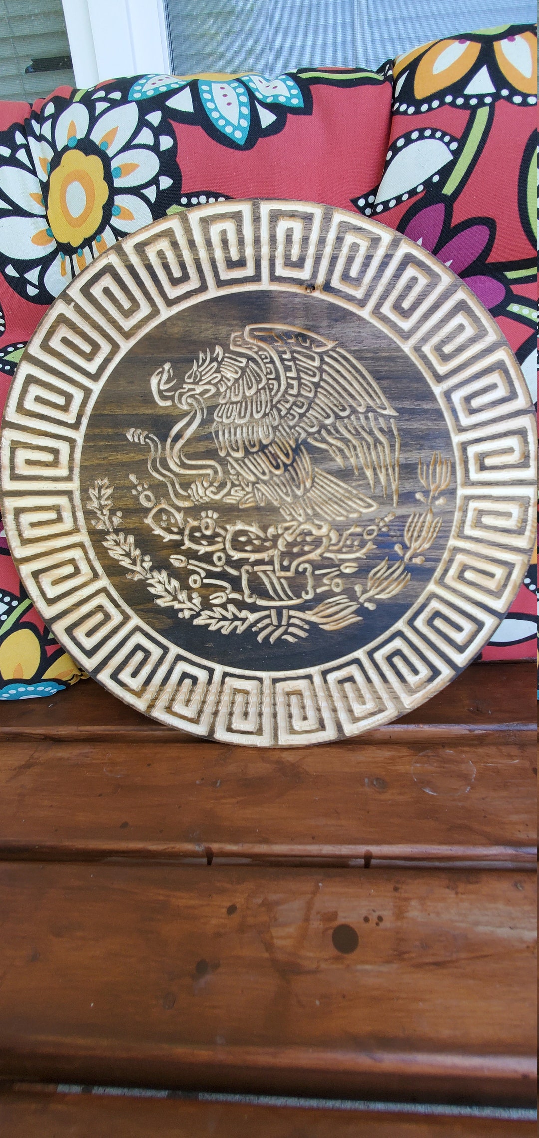 Custom Coat of Arms Mexico Sign, Mexican Coat of Arms Wooden Round - Etsy