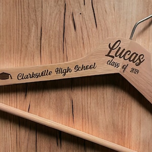 Personalized wooden hanger for grad Customized gown holder with name hanger for graduation Unique engraved hanger for graduation attire 2024