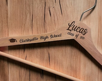 Personalized wooden hanger for grad Customized gown holder with name hanger for graduation Unique engraved hanger for graduation attire 2024