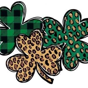 Shamrock St Patricks Day Sublimation Design Download Shamrock St Patricks Day PNG Clover Leopard Plaid Shamrock Lucky PNG Irish Bestseller