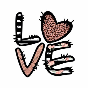 Digital Png File  LOVE Heart  Rose Black Stripes Leopard Floral Valentine&#39;s Mug Shirt Sublimation Printable Design INSTANT DOWNLOAD