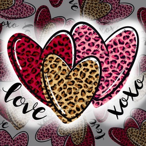 Valentines Day Hearts Sublimation Download, Leopard Print Hearts Valentine&#39;s Day Png, Valentines day printable hearts, leopard hearts png