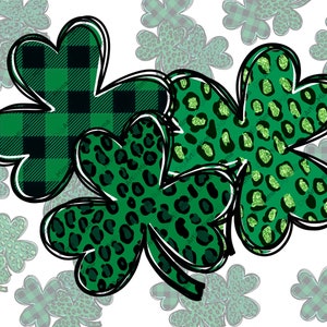 Shamrock St Patricks Day Sublimation Design Download Shamrock St Patricks Day PNG Clover Leopard Plaid Shamrock Lucky PNG Irish Bestseller