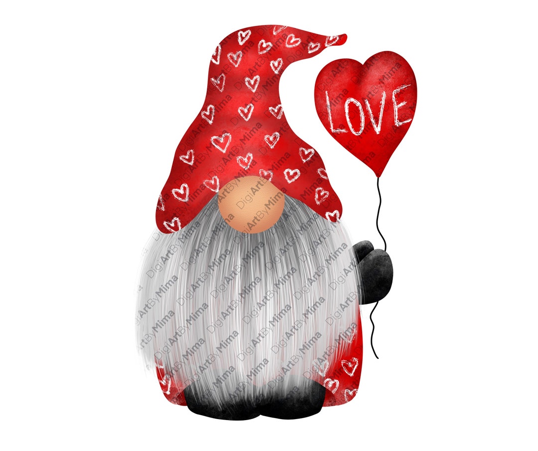 Red Valentine Gnome PNG Sublimation, Valentines Day Clipart, Valentine ...