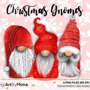 Christmas Gnome PNG, Gnomes Clipart, Santa&#39;s Gnome, Scandinavian, Gnome Clipart, Nordic Gnomes, Illustration, PNG Design, Printable PNG