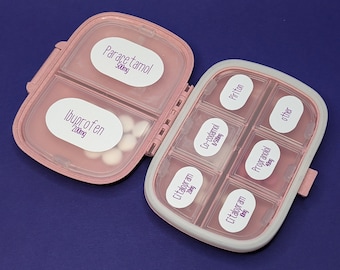 Custom labels for pill organiser box