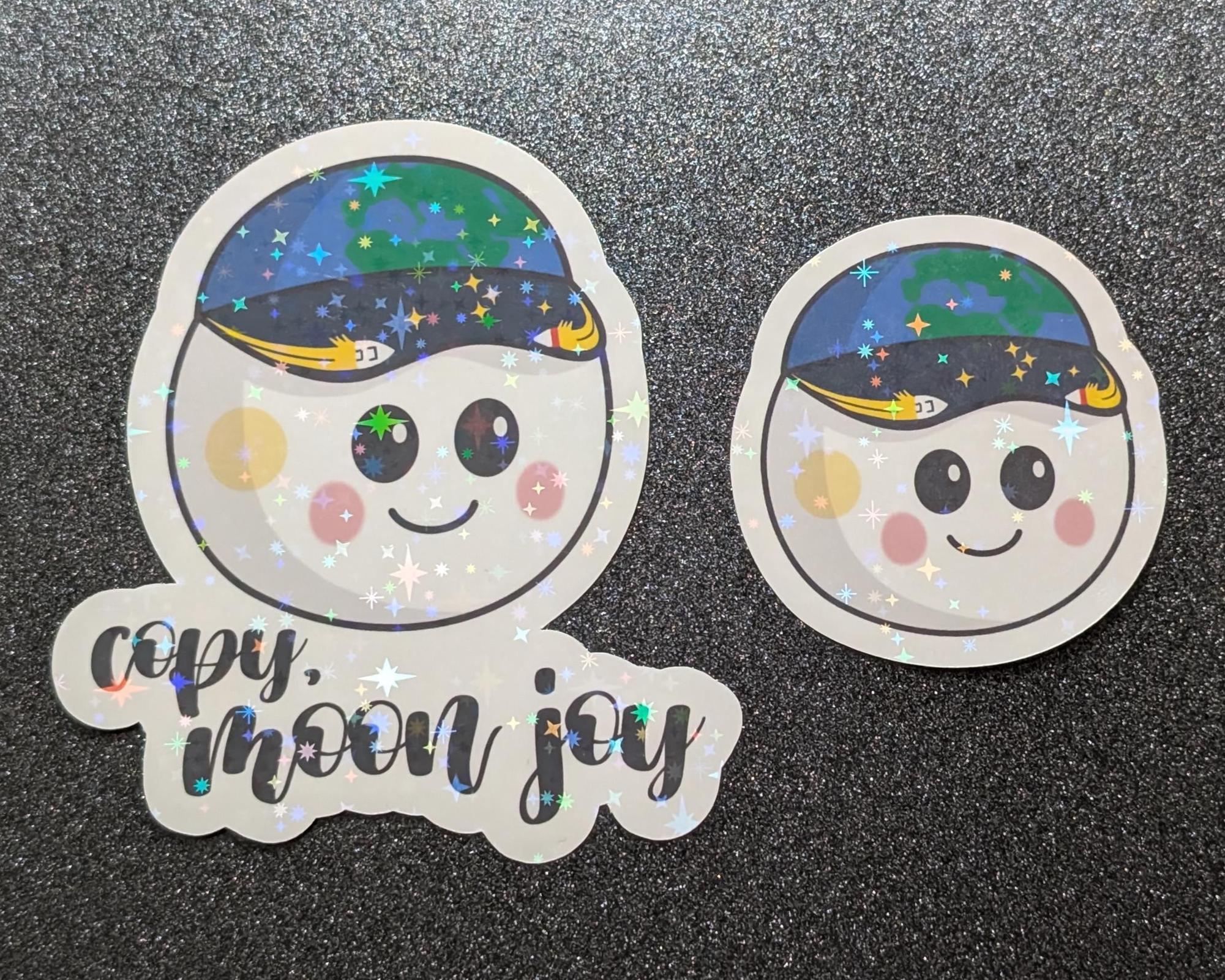 Copy Moon Joy Sticker – 'rise' Moon Character With Earth Hat (artemis ...